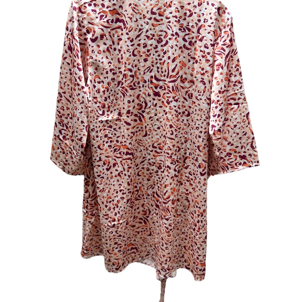 Amanda Uprichard New York Satin Animal Print Robe Burgundy Orange OSP (Sz 12-20) - Picture 5 of 10